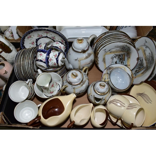 510 - EIGHT BOXES AND LOOSE CERAMICS, GLASS AND PICTURES ETC, to include J&G Meakin studio poppy design pa... 