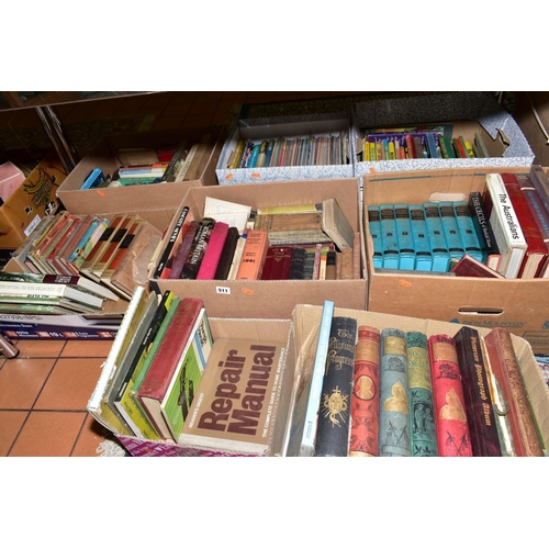 511 - EIGHT BOXES OF BOOKS, subjects include Royal biographies, history, vehicle servicing books, general ... 