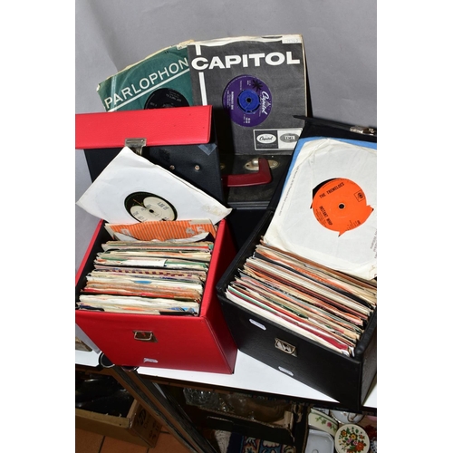 516 - THREE RECORD CASES CONTAINING OVER ONE HUNDRED AND FIFTY 7'' SINGLES of 1960's music including Duane... 