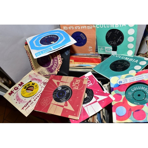 516 - THREE RECORD CASES CONTAINING OVER ONE HUNDRED AND FIFTY 7'' SINGLES of 1960's music including Duane... 