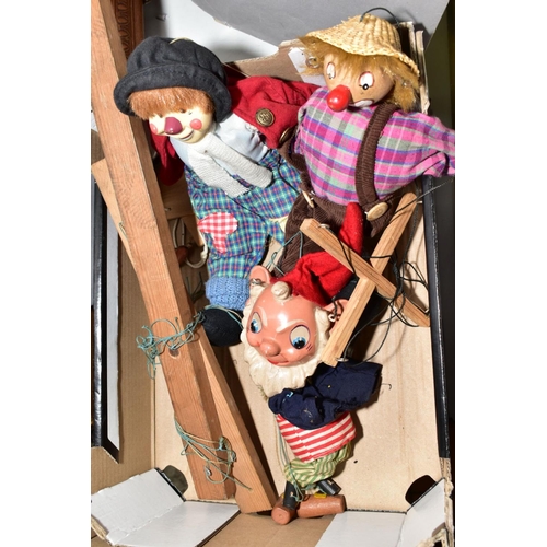 521 - A PELHAM BIG EARS PUPPET IN DISTRESSED CONDITION, missing arms, clothing tattered, together with two... 