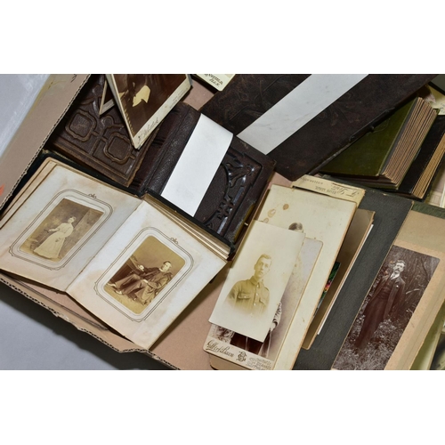 527 - A COLLECTION OF SIX LEATHER BOUND PHOTOGRAPH ALBUMS dating from the late Victorian/early Edwardian e... 