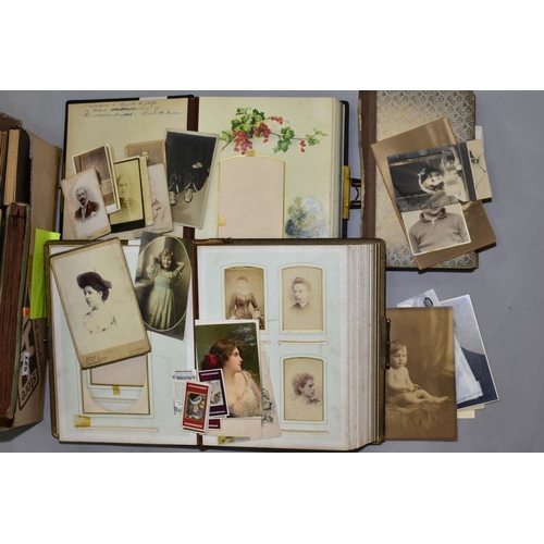 527 - A COLLECTION OF SIX LEATHER BOUND PHOTOGRAPH ALBUMS dating from the late Victorian/early Edwardian e... 