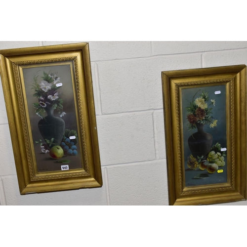 543 - A PAIR OF STILL LIFE STUDIES OF FLOWERS IN A VASE, signed Howard bottom left, oil on board, framed, ... 