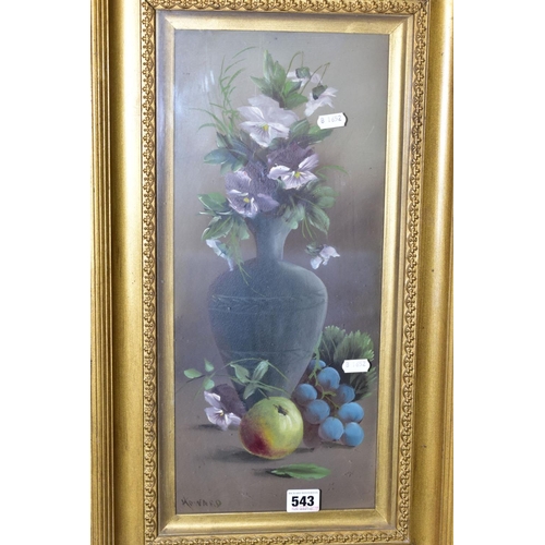 543 - A PAIR OF STILL LIFE STUDIES OF FLOWERS IN A VASE, signed Howard bottom left, oil on board, framed, ... 