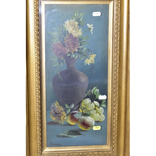 543 - A PAIR OF STILL LIFE STUDIES OF FLOWERS IN A VASE, signed Howard bottom left, oil on board, framed, ... 