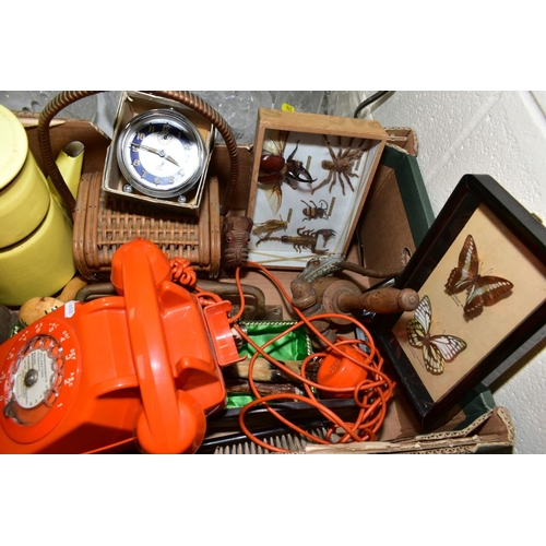 546 - A 1970'S FRENCH SOCOTEL 63 TELEPHONE in orange, with additional ear piece, body loose on chassis, no... 