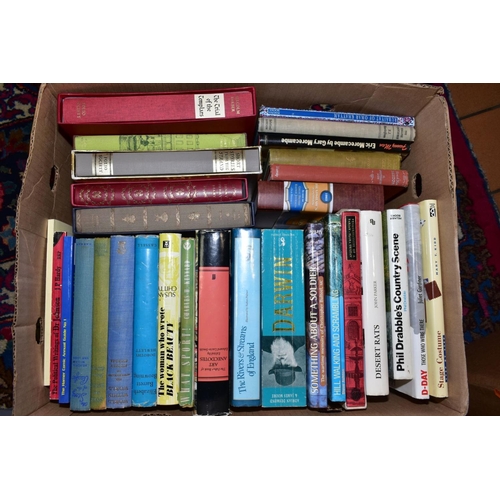 548 - FIVE BOXES OF BOOKS to include Folio Society examples, subjects include British History, Autobiograp... 