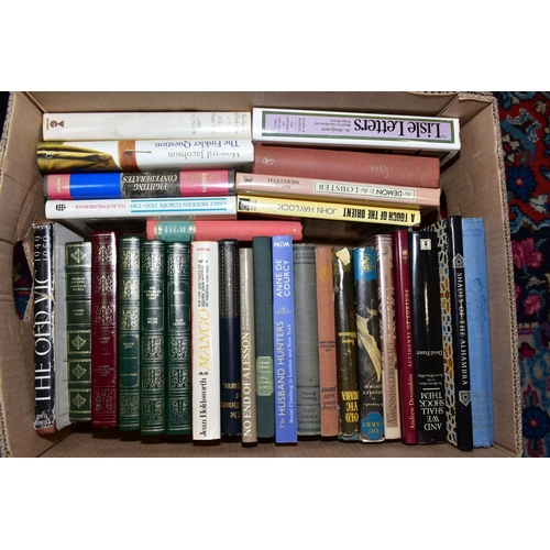 548 - FIVE BOXES OF BOOKS to include Folio Society examples, subjects include British History, Autobiograp... 