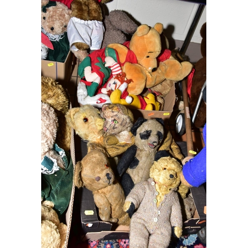 549 - A LARGE QUANTITY OF TEDDY BEARS AND SOFT TOYS, includes several vintage unmarked bears and a Panda, ... 