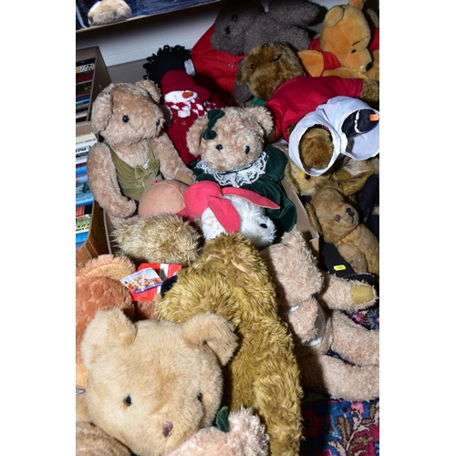 549 - A LARGE QUANTITY OF TEDDY BEARS AND SOFT TOYS, includes several vintage unmarked bears and a Panda, ... 