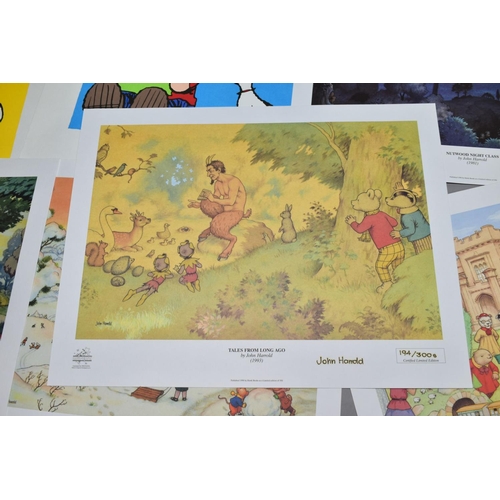 553 - FIVE LIMITED EDITION RUPERT PRINTS BY JOHN HARROLD, from editions of 300, size including margins app... 