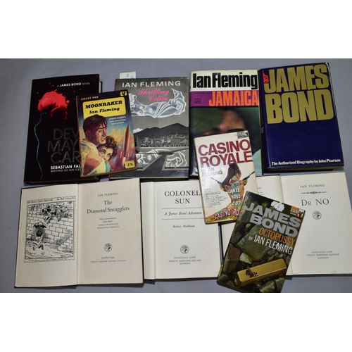 558 - TEN IAN FLEMMING RELATED BOOKS, including 'the Diamond Smugglers', (1st edition 1957) and 'Dr No' (2... 