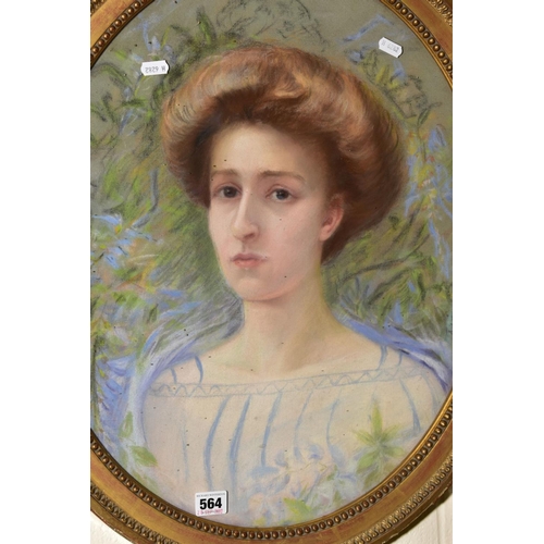 564 - ALFRED LIBORON (20TH CENTURY) A HEAD AND SHOULDERS PORTRAIT OF AN EDWARDIAN LADY, signed right hand ... 