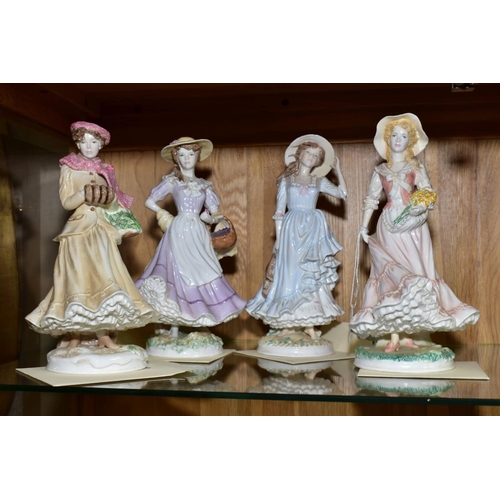 565 - A SET OF ROYAL WOCESTER LIMITED EDITION THE FOUR SEASONS COLLECTION FIGURES, with certificates, Spri... 