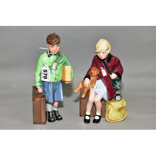 570 - TWO ROYAL DOULTON LIMITED EDITION FIGURES 'The Boy Evacuee' HN3202, No.179/9500 and 'The Girl Evacue... 