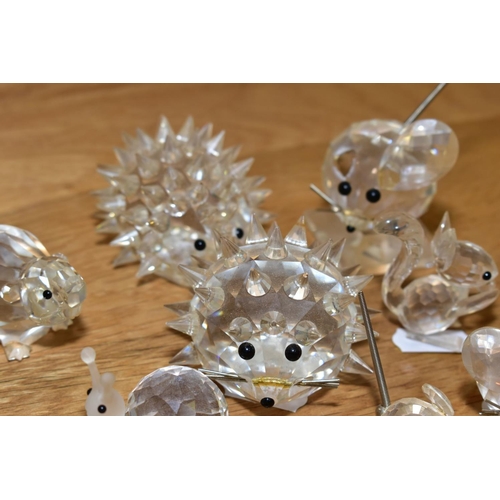 582 - A COLLECTION OF SWAROVSKI CRYSTAL ANIMALS AND BIRDS, including hedgehogs, mice, beavers, pigs, bee b... 