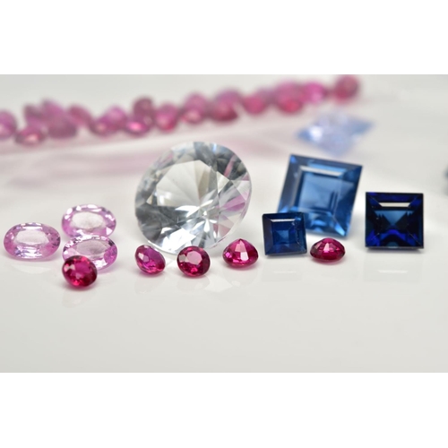 64 - A SELECTION OF LOOSE GEMSTONES, to include a 1.9ct circular cut colourless stone assessed as sapphir... 