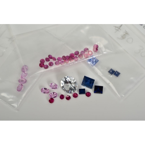 64 - A SELECTION OF LOOSE GEMSTONES, to include a 1.9ct circular cut colourless stone assessed as sapphir... 