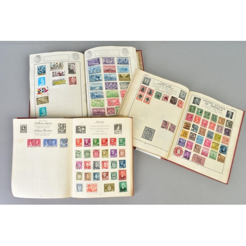 299 - THREE STAMP ALBUMS with mainly mid period Worldwide issues, better than average junior collection (3... 