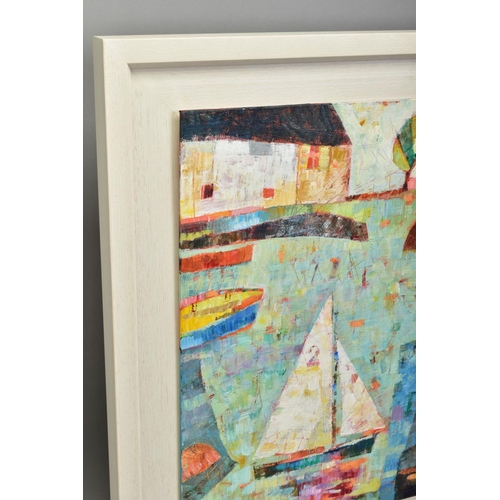 307 - SALLY ANNE FITTER (BRITISH CONTEPORARY) 'PAST THE LIGHTHOUSE', An impressionist sailing scene, signe... 