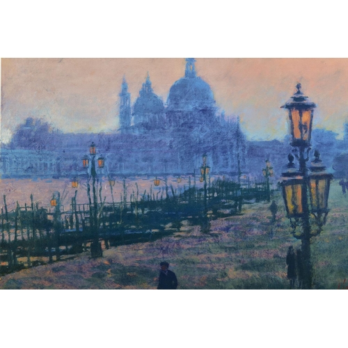 316 - ROLF HARRIS (AUSTRALIAN 1930) 'THE SUN HAS SET ON VENICE' a Venetian scene, signed to lower margin w... 