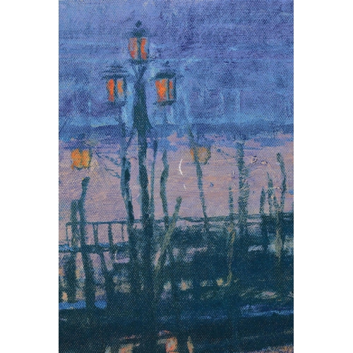 316 - ROLF HARRIS (AUSTRALIAN 1930) 'THE SUN HAS SET ON VENICE' a Venetian scene, signed to lower margin w... 