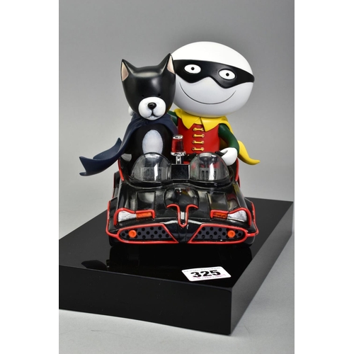 325 - DOUG HYDE (BRITISH 1972) 'CATMAN AND ROBIN', A cold cast porcelain sculpture of a superhero figure i... 