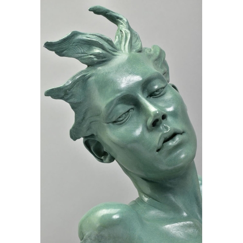 327 - CARL PAYNE (BRITISH 1969) 'ODILE', A limited edition Bronze sculpture of a female face, mounted to a... 