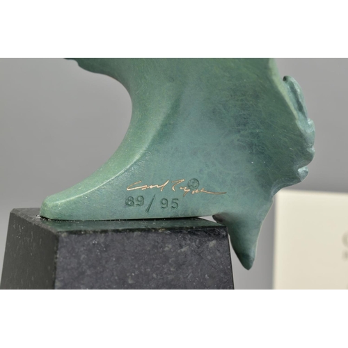 327 - CARL PAYNE (BRITISH 1969) 'ODILE', A limited edition Bronze sculpture of a female face, mounted to a... 