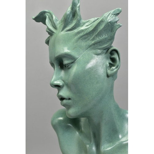 327 - CARL PAYNE (BRITISH 1969) 'ODILE', A limited edition Bronze sculpture of a female face, mounted to a... 