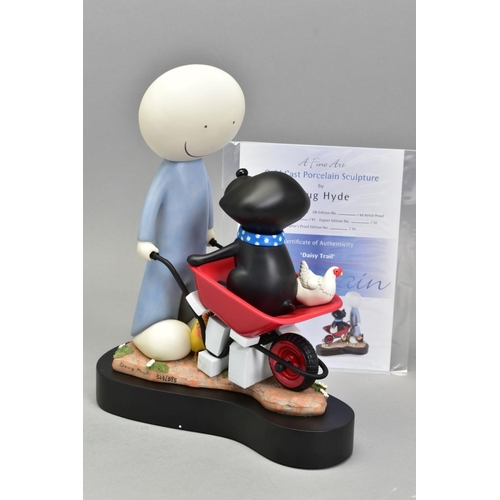 330 - DOUG HYDE (BRITISH 1972) 'DAISY TRAIL', A limited edition coldcast porcelain sculpture of a Boy push... 