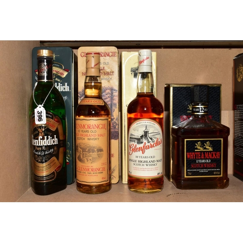 396 - FOUR BOTTLES OF SCOTCH WHISKY, comprising one Glenmorangie 10 year old Single Highland Malt Scotch W... 