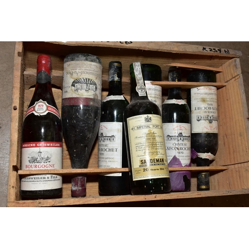 402 - SIX BOTTLES OF WINE AND ONE BOTTLE OF PORT, comprising four bottles of Chateau Lafon-Rochet Saint-Es... 