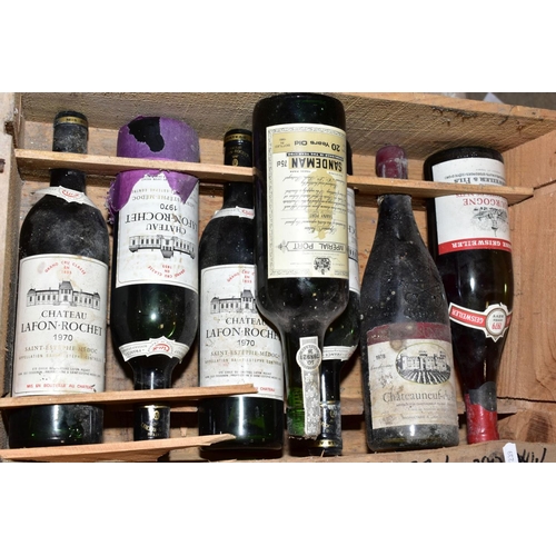 402 - SIX BOTTLES OF WINE AND ONE BOTTLE OF PORT, comprising four bottles of Chateau Lafon-Rochet Saint-Es... 