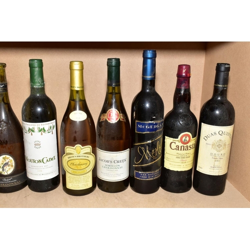 403 - TWENTY TWO BOTTLES OF WINE, MADEIRA AND SHERRY, eight white, eleven red, two Madeira and one Sherry,... 