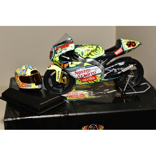 342 - BOXED MINICHAMPS APRILIA 125CCM VALENTINO ROSSI GP1996, with a boxed Aprilia RSW 250cm Valentino Ros... 