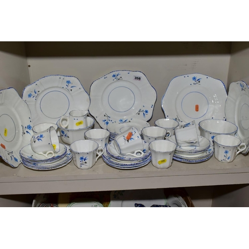 358 - TWO BOXES AND LOOSE OF CERAMICS & TEA WARES, including a late 19th century tea pot, Royal Albert 'Ol... 