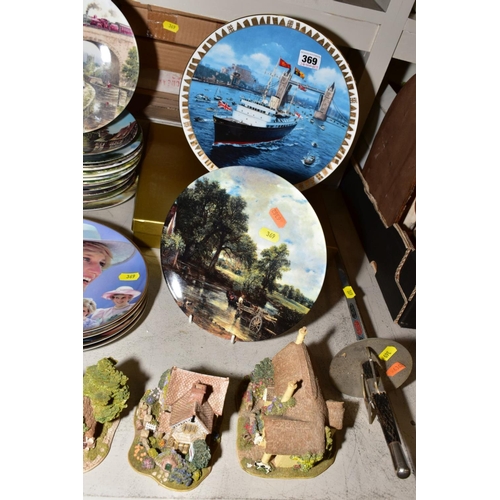 369 - A QUANTITY OF BOXED AND LOOSE COLLECTORS PLATES, BOX OF CERAMICS AND GLASS, LILLIPUT LANE COTTAGES (... 