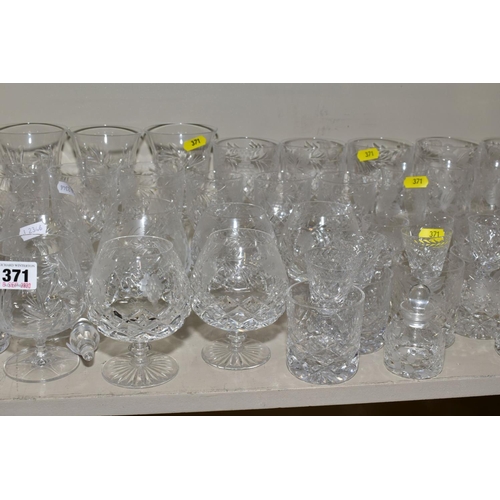 371 - A COLLECTION OF DRINKING GLASSES AND OTHER GLASSWARE, including a pair of Cranberry glass vases with... 