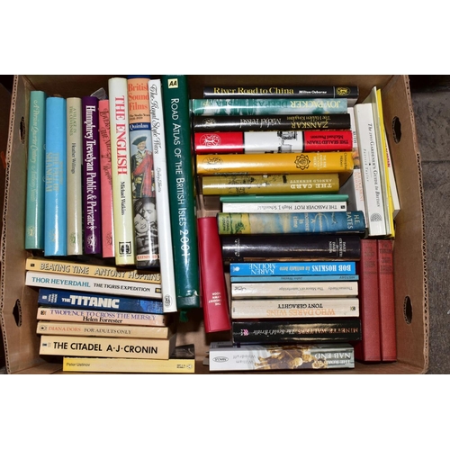 378 - SEVEN BOXES OF BOOKS, including novels, history, wildlife, British isles, Daily Express fiction libr... 