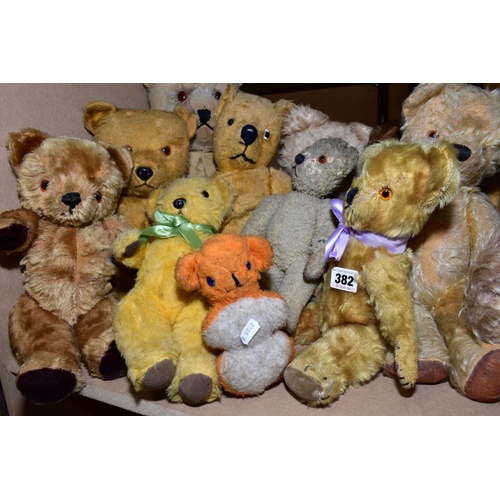 382 - A COLLECTION OF ASSORTED TEDDY BEARS AND OTHER SOFT TOYS, majority unmarked, condition ranges from g... 