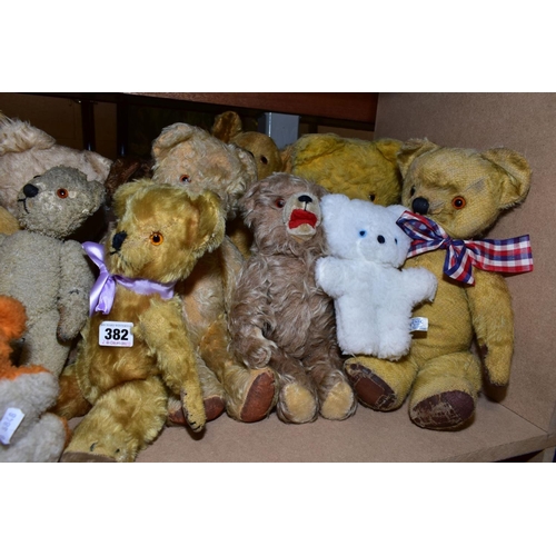 382 - A COLLECTION OF ASSORTED TEDDY BEARS AND OTHER SOFT TOYS, majority unmarked, condition ranges from g... 