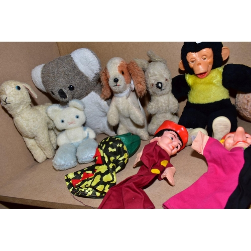 382 - A COLLECTION OF ASSORTED TEDDY BEARS AND OTHER SOFT TOYS, majority unmarked, condition ranges from g... 