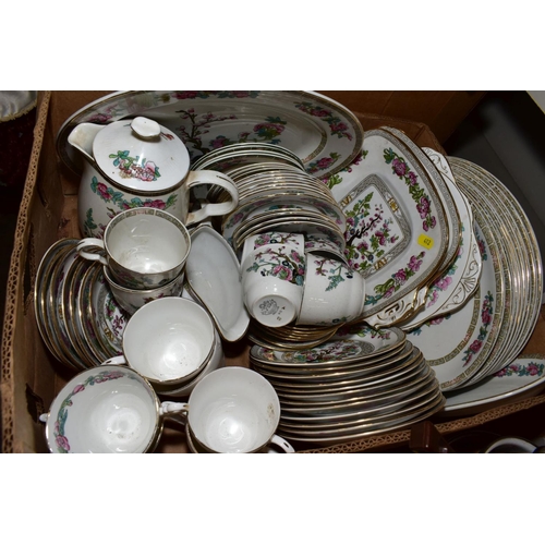 412 - FOUR BOXES AND LOOSE CERAMICS, ETC, including Portmeirion Magic City part coffee set (sd), a set of ... 