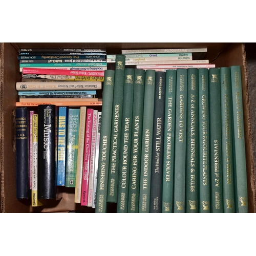 419 - SIX BOXES OF BOOKS, including a series of 'Successful Gardening' books, Readers Digest novels, Beaut... 