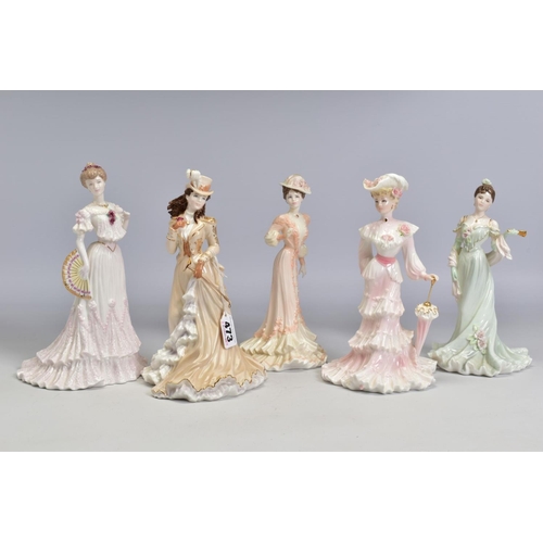 473 - FIVE LIMITED EDITION COALPORT FIGURES FROM LA BELLE EPOQUE, 'Helena Riding in Hyde Park' No.1180/125... 