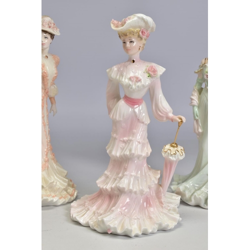 473 - FIVE LIMITED EDITION COALPORT FIGURES FROM LA BELLE EPOQUE, 'Helena Riding in Hyde Park' No.1180/125... 