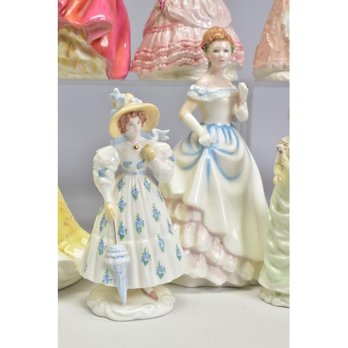 474 - A GROUP OF FIGURES, comprising five Royal Doulton 'Happy Anniversary' HN3097 (seconds), 'Claire' HN3... 