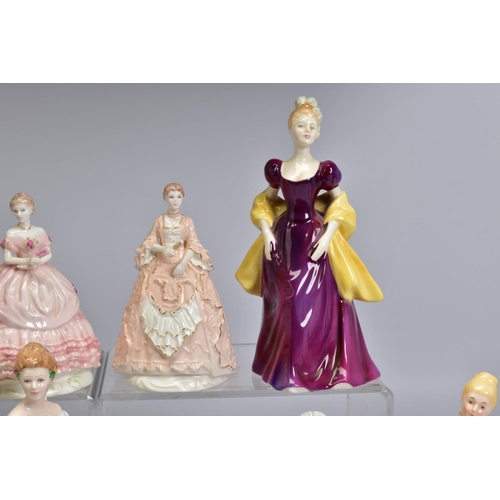 474 - A GROUP OF FIGURES, comprising five Royal Doulton 'Happy Anniversary' HN3097 (seconds), 'Claire' HN3... 